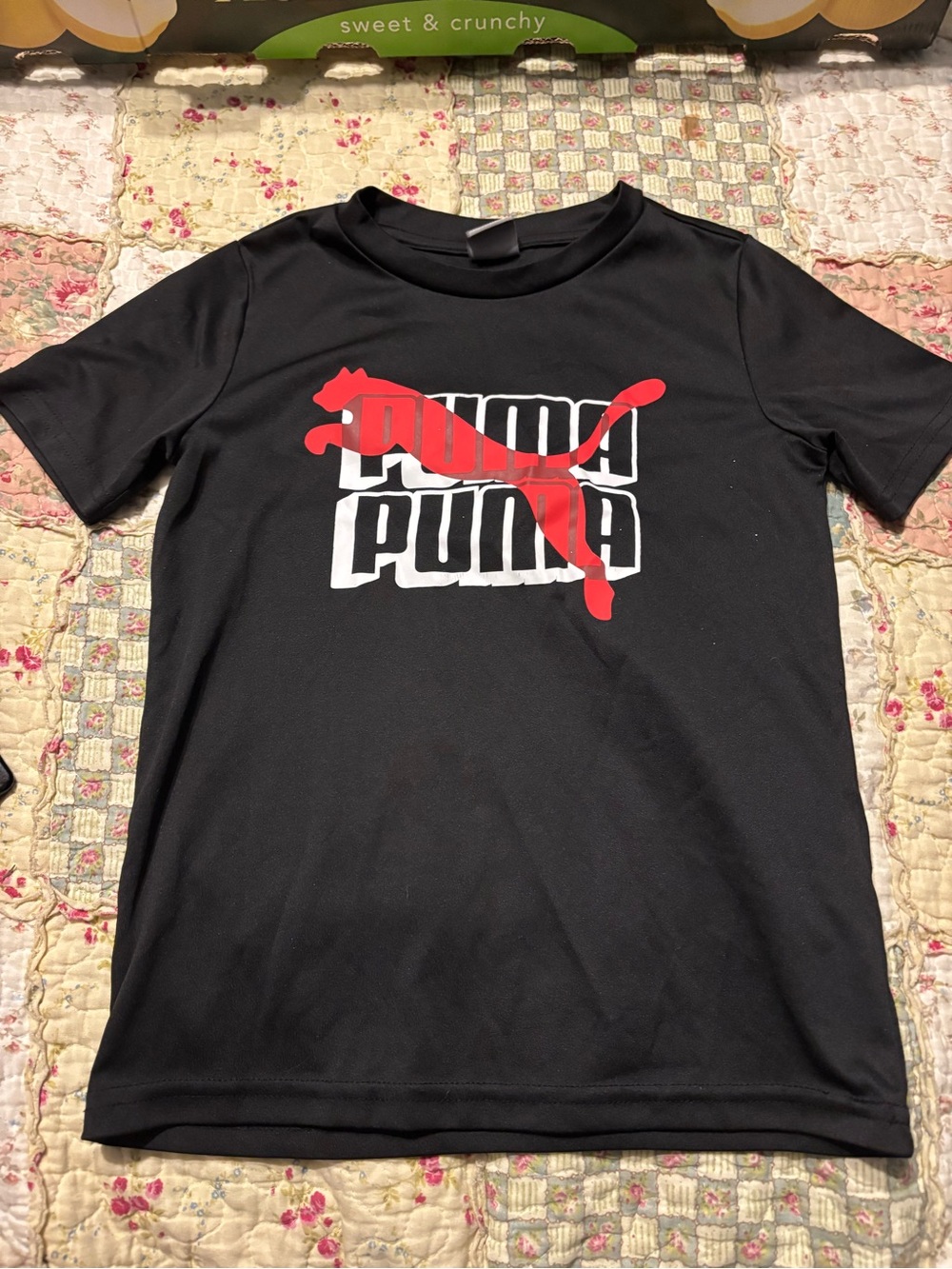 Puma Black Short-Sleeve Tee with Red & White Logo